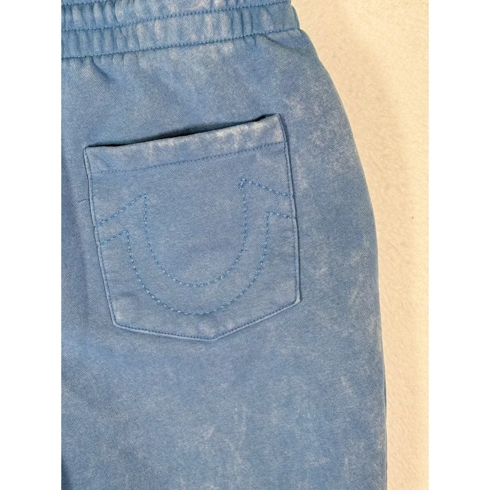 True Religion Mens HS Jogger Washed Blue Mineral Horseshoe Logo Sweatpants Sz. M